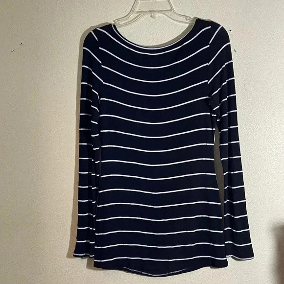 Nation LTD Womens M Striped Long Sleeve Top T-Shirt Modal Black White FLAW - Picture 3 of 10